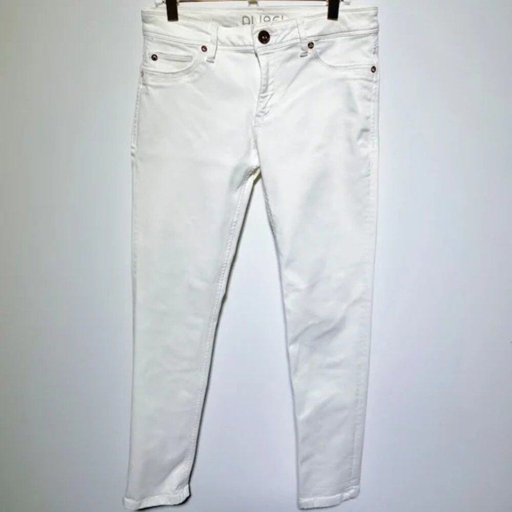 DL1961 Premium Denim Women's‎ 96 White Denim Jeans with Gold Accents Size W 27